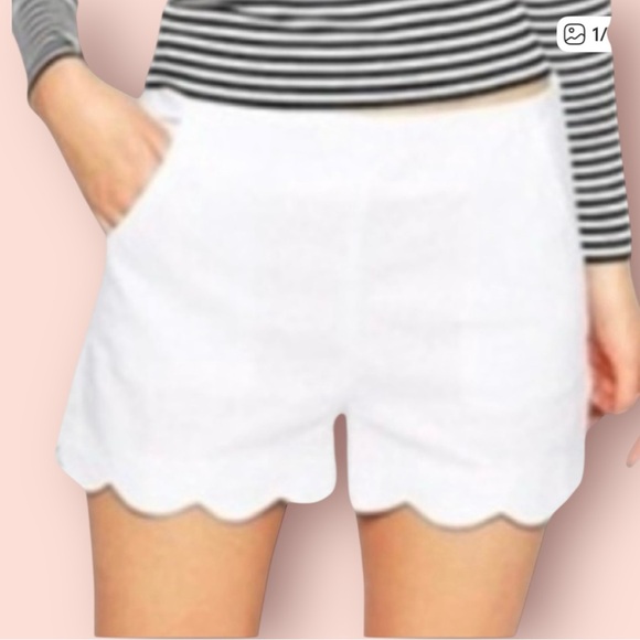 3/$10 Cynthia Rowley Shorts 4 Scalloped Hem Linen-Cotton Lined - Picture 1 of 11